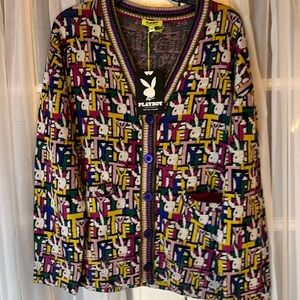 Playboy X Tell Your Friends Rio Bunny Jacquard Wool Cardigan Sweater Women’s XS